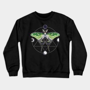 Aromantic Luna Moth Celestial Cottagecore LGBT Pride Flag Crewneck Sweatshirt